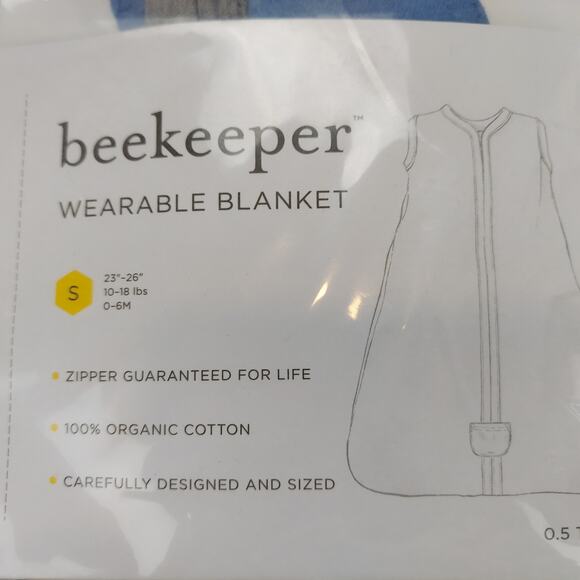 Burt's Bees Baby Unisex Beekeeper Wearable Blanket Organic Cotton Swaddle Blue S - Picture 5 of 5
